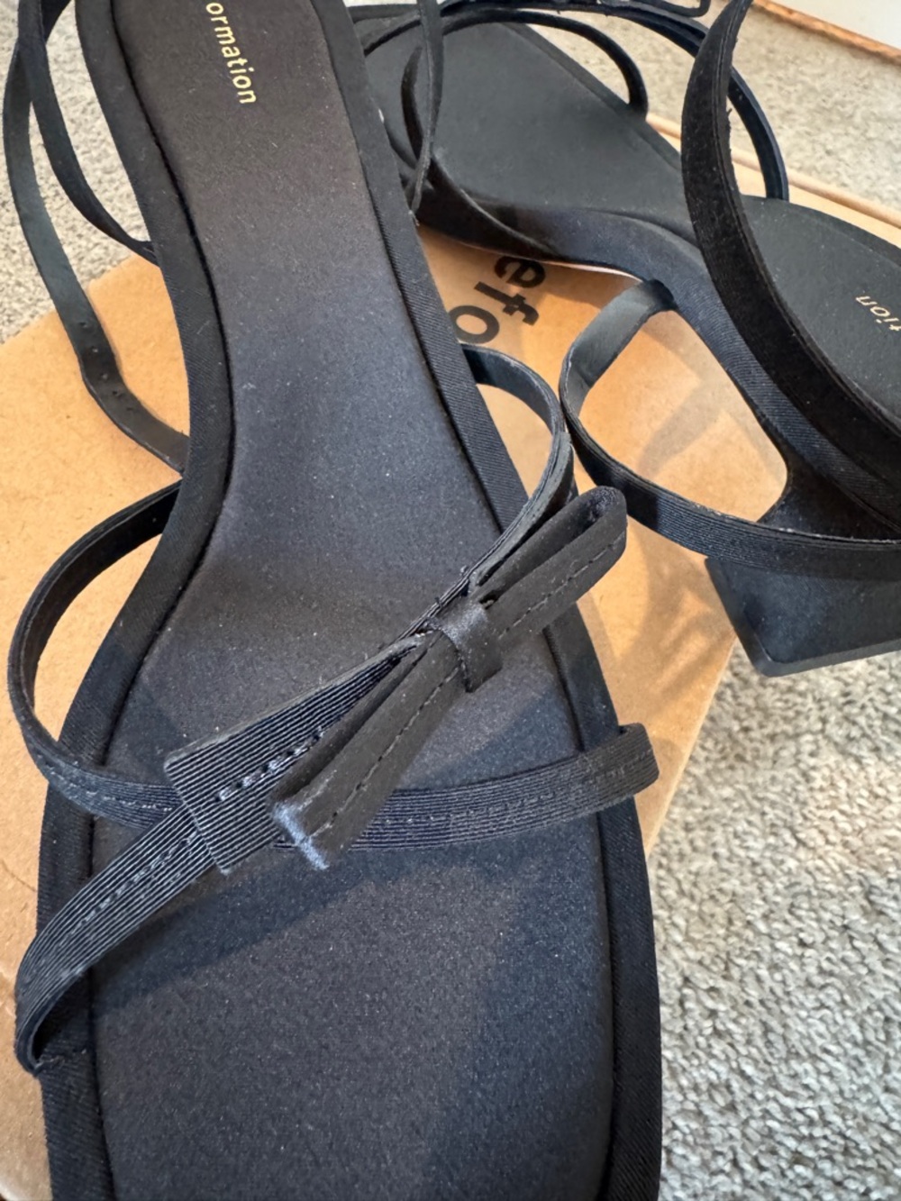 Reformation Black Square-Toe Strappy Sandals - Picture 6 of 7